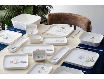 Acar Leona 45 Parça 12 Kişilik Desenli Porselen Kare Yemek Takımı