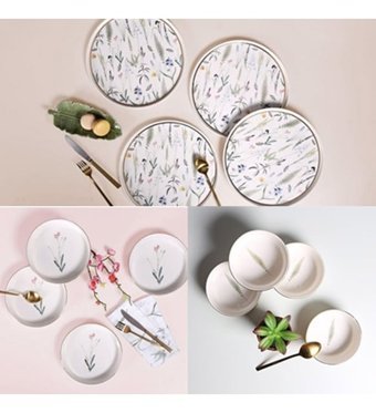 Porland Botanical 12 Parça 4 Kişilik Desenli Porselen Yuvarlak Yemek Takımı