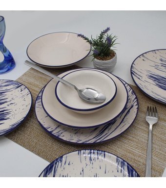 Arna Porselen Royal 8 Parça 2 Kişilik Desenli Seramik Yuvarlak Yemek Takımı