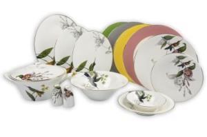 Mikasa Moor Birds And Flowers 74 Parça 12 Kişilik Desenli Bone China Porselen Yuvarlak Yemek Takımı