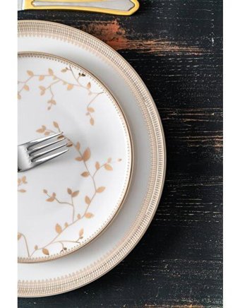 Acar Serafina 57 Parça 12 Kişilik Desenli Bone China Porselen Yuvarlak Yemek Takımı