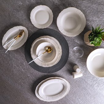 Aryıldız Tiffany 30 Parça 6 Kişilik Desenli Porselen Yuvarlak Yemek Takımı