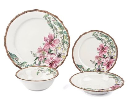 Mikasa Moor Bloom 24 Parça 6 Kişilik Desenli Porselen Yuvarlak Yemek Takımı