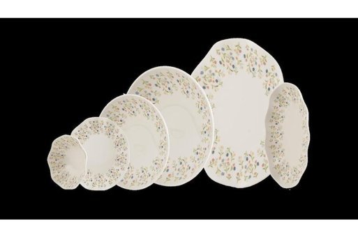 Leggno Harmony Flora 26 Parça 6 Kişilik Desenli Bone Porselen Yuvarlak Yemek Takımı
