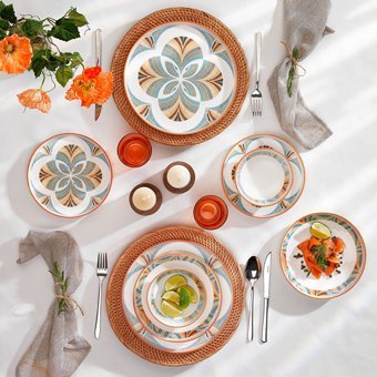 Schafer Iconic 24 Parça 6 Kişilik Desenli Porselen Oval Yemek Takımı