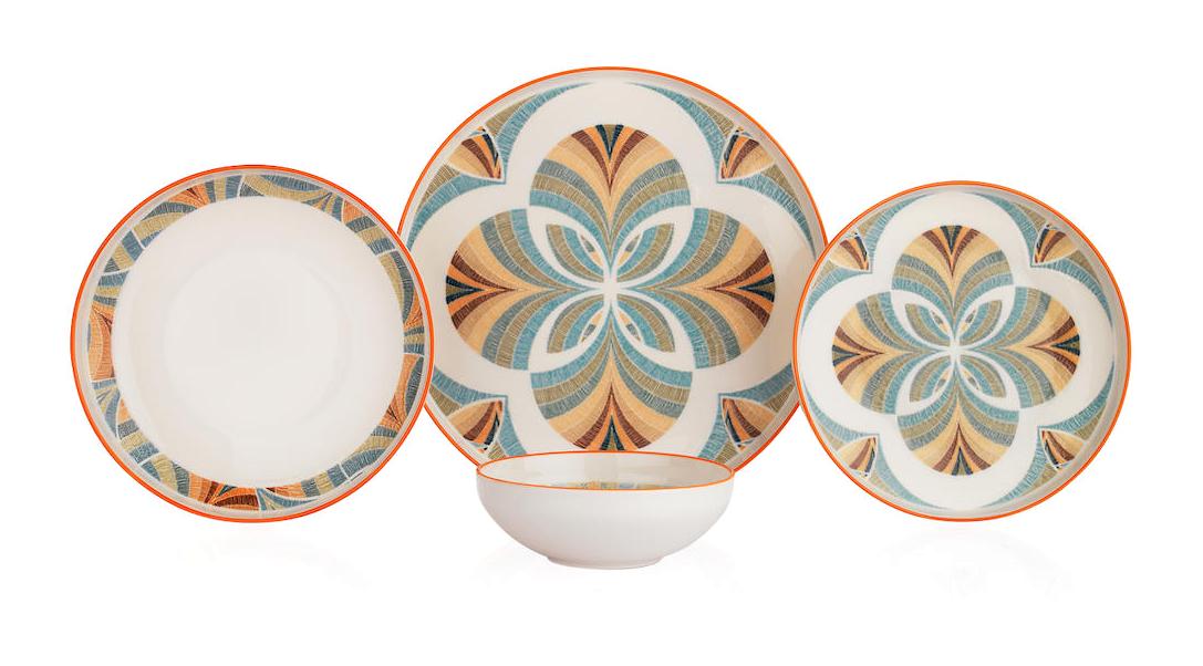 Schafer Iconic 24 Parça 6 Kişilik Desenli Porselen Oval Yemek Takımı