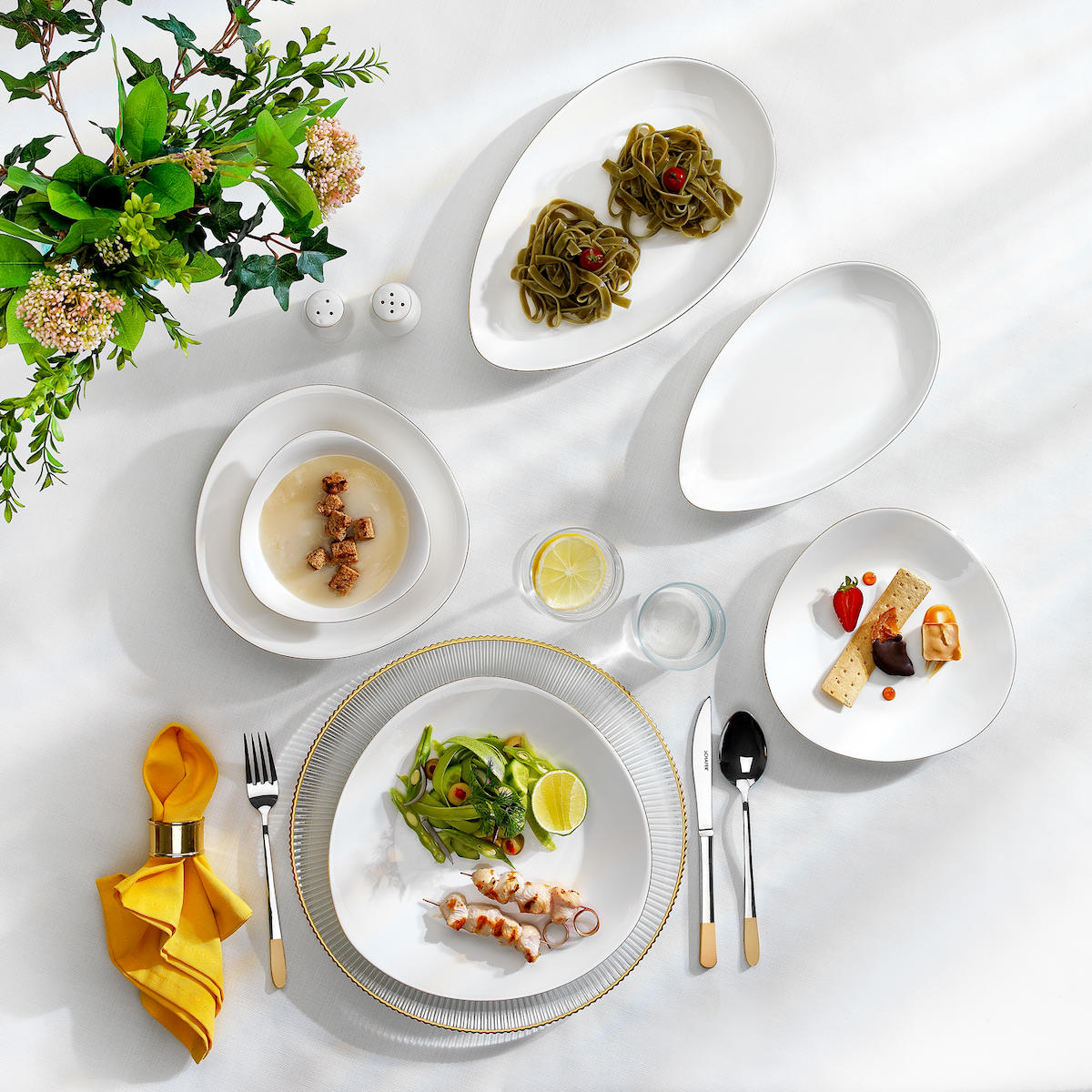 Schafer Dina 29 Parça 6 Kişilik Porselen Elips Yemek Takımı