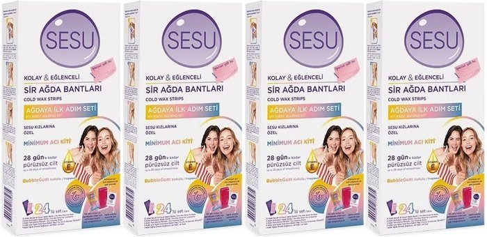 Sesu Tüm Ciltler 4x24 Adet Kadın Bacak-Vücut Bölgesi Sir Ağda Bandı
