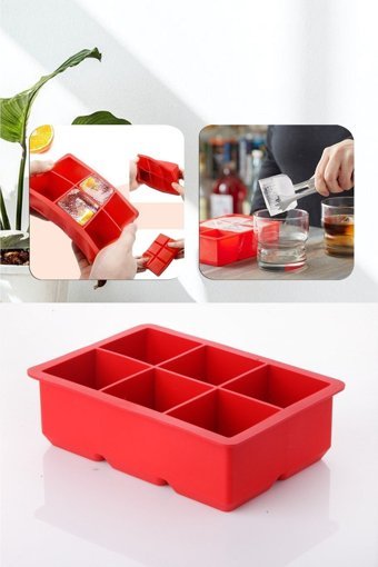 Kitchen Life Silikon Kırmızı Kare Buz Kalıbı