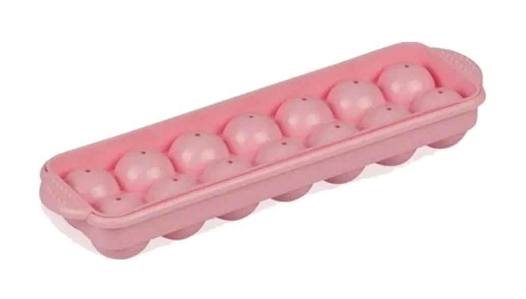 Suncook  İçeceklere Özel Plastik Kapaklı Pembe Küre Buz Kalıbı