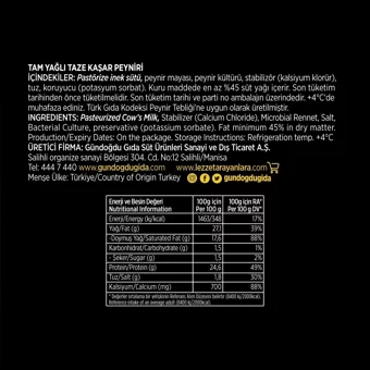 Gündoğdu Taze Kaşar Peyniri 500 gr