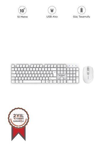 Torima Tmk-01 Ergonomik Beyaz Kablosuz Klavye Mouse Seti