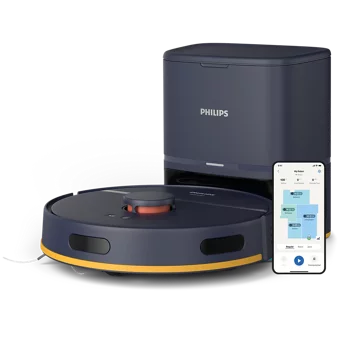 Philips XU2100/20 2000 Haritalı Çöp İstasyonlu Moplu Hepa Filtreli Siyah Robot Süpürge