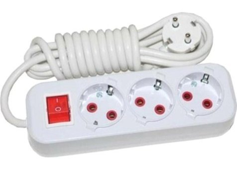 Asel Topraklı Anahtarlı Akım Korumalı 3'lü 5 m Grup Priz Beyaz