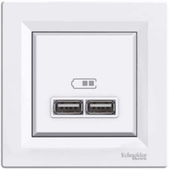 Schneider EPH2700221 Çerçeveli USB Girişli Sıva Üstü İkili Priz Beyaz