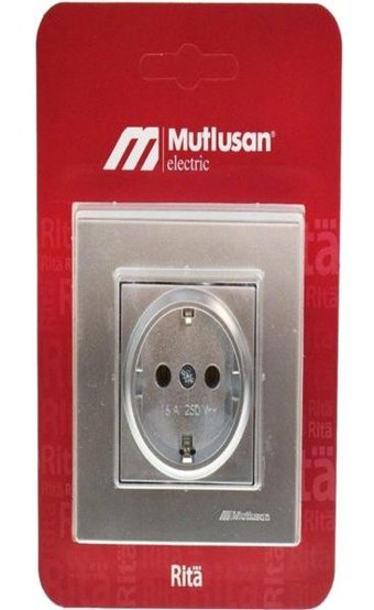 Mutlusan Rita Çerçeveli Topraklı Sıva Üstü Tekli Priz Gri