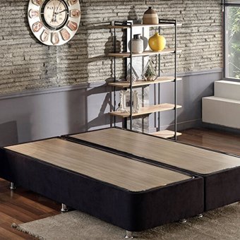 Niron Yatak Ela 140x190 cm Ayrılabilen Başlıksız Çift Kişilik Sandıklı Baza Siyah