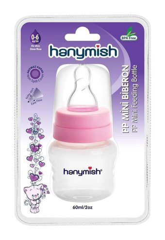Hanymish 432 Polipropilen Gaz Yapmayan Antikolik Yenidoğan Yavaş Akışlı 0-6 Ay Pembe Biberon 60 ml