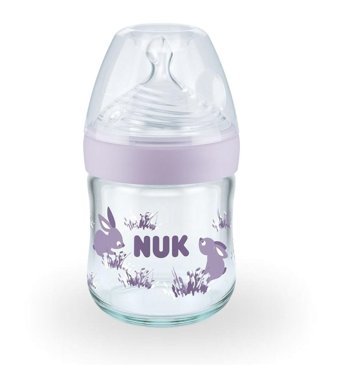 Nuk Nature Sense Cam Gaz Yapmayan Antikolik Yenidoğan 0-6 Ay Desenli Mor Biberon 120 ml