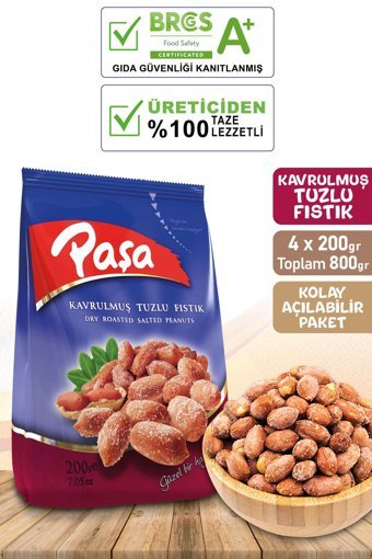 Paşa Kuruyemiş Kabuklu Tuzlu Kavrulmuş Yer Fıstığı 4x200 gr