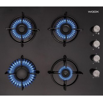 Woox WO-1330 Doğalgazlı Cam 4 Gözlü Siyah Set Üstü Ocak