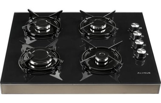 Alveus SEGLS 640 Gazlı Cam 4 Gözlü Siyah Set Üstü Ocak