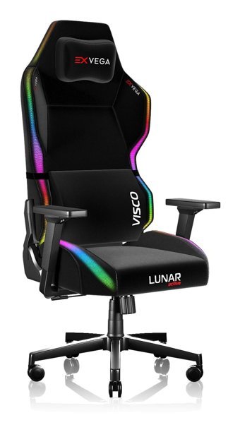 Exvega Lunar Active Ledli Ortopedik Kumaş Oyuncu Koltuğu Siyah
