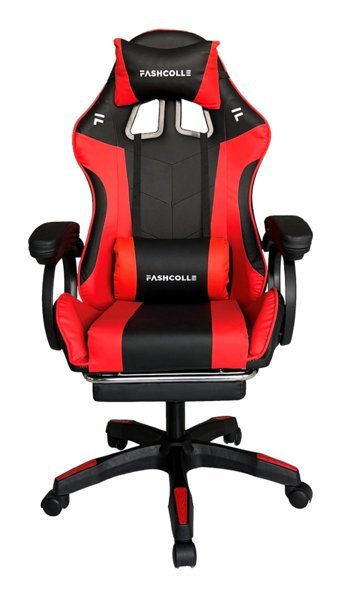 Fashcolle Dynamic Ortopedik Ayak Uzatmalı Masajlı Suni Deri Oyuncu Koltuğu Kırmızı-Siyah