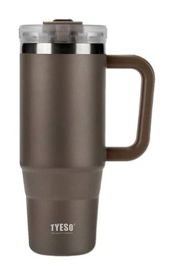 Tyeso QQ Paslanmaz Çelik 900 ml Pipetli Outdoor Matara Termos Kahverengi