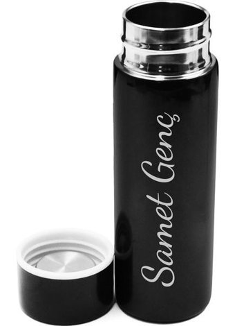 Megame Kişiye Özel Paslanmaz Çelik 150 ml Outdoor Matara Termos Siyah