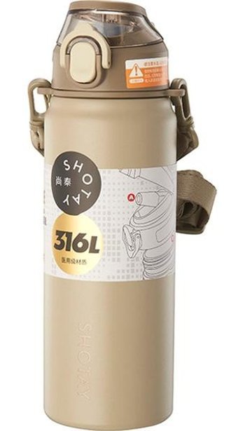 Shotay ST-8228 Çelik 750 ml Pipetli Matara Termos Gri
