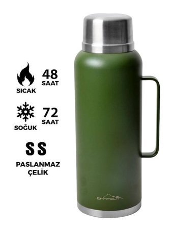 Nurgaz Ng 166Y Paslanmaz Çelik 2.6 lt Outdoor Matara Termos Yeşil
