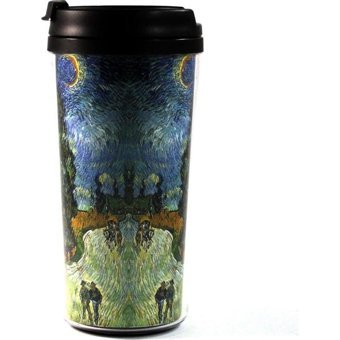 Modaroma Van Gogh Sevili ve Yıldızlı Yol Plastik 380 ml Outdoor Bardak Termos Çok Renkli
