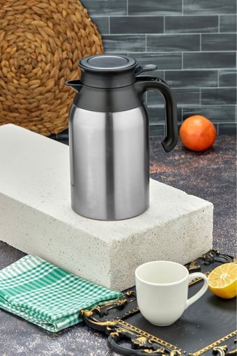 Cooker CKR 2088 Paslanmaz Çelik 2 lt Çaydanlık Termos Gümüş - Siyah