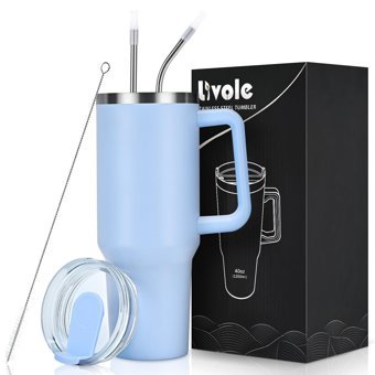 Livole Paslanmaz Çelik 650 ml Pipetli Outdoor Bardak Termos Açık Mavi