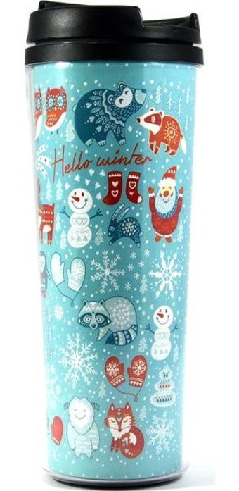 Modaroma Hello Winter Plastik 380 ml Outdoor Bardak Termos Çok Renkli