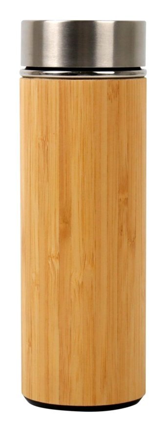 Allmug Bambu Kaplamalı Bambu - Çelik 350 ml Outdoor Matara Termos Sarı