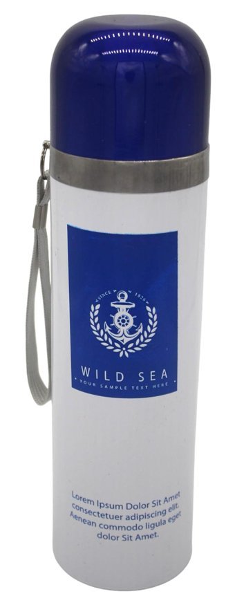 Telpox 304 Çelik 500 ml Outdoor Matara Termos Beyaz-Mavi
