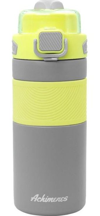 Achimenes Sport Paslanmaz Çelik 600 ml Pipetli Matara Termos Gümüş - Sarı