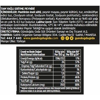 Gündoğdu Tost İnek Peyniri 6x1 kg
