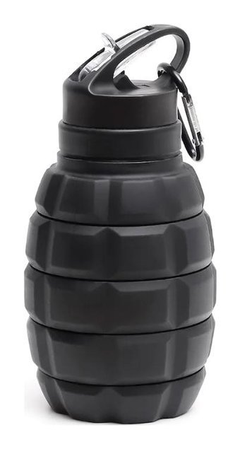 Tcherchı Kamuflaj Paslanmaz Çelik-Silikon 330 ml Pipetli Outdoor Matara Termos Siyah