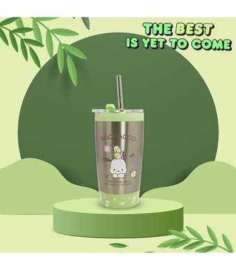 Miniso Metal 530 ml Pipetli Bardak Termos Gri