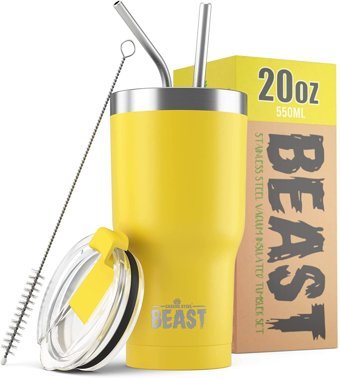 Greens Steel Beast Paslanmaz Çelik 550 ml Pipetli Outdoor Bardak Termos Sarı
