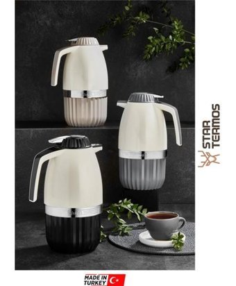Star Termos STE-6159 Paslanmaz Çelik 2 lt Çaydanlık Termos Gri