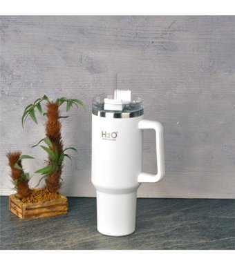 H2O Paslanmaz Çelik 1.2 lt Pipetli Outdoor Matara Termos Beyaz