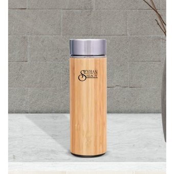Bk Kişiye Özel 5316 Bambu - Çelik 500 ml Outdoor Matara Termos Gold