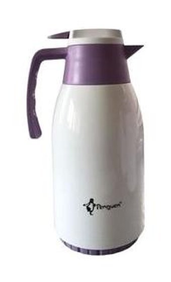 Penguen Cam 1.5 lt Çaydanlık Termos Beyaz-Mor