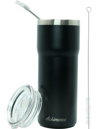 Achimenes Travel Paslanmaz Çelik 590 ml Pipetli Outdoor Matara Termos Siyah