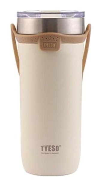 Tyeso Soulmate Paslanmaz Çelik-Silikon 710 ml Outdoor Matara Termos Krem