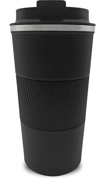 Aliyosso Paslanmaz Çelik-Silikon 500 ml Outdoor Bardak Termos Siyah